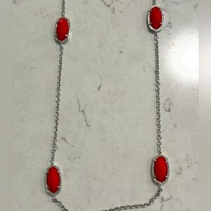 ❤️Kendra Scott Kenzie Long Station Necklace in Red and Silver ❤️